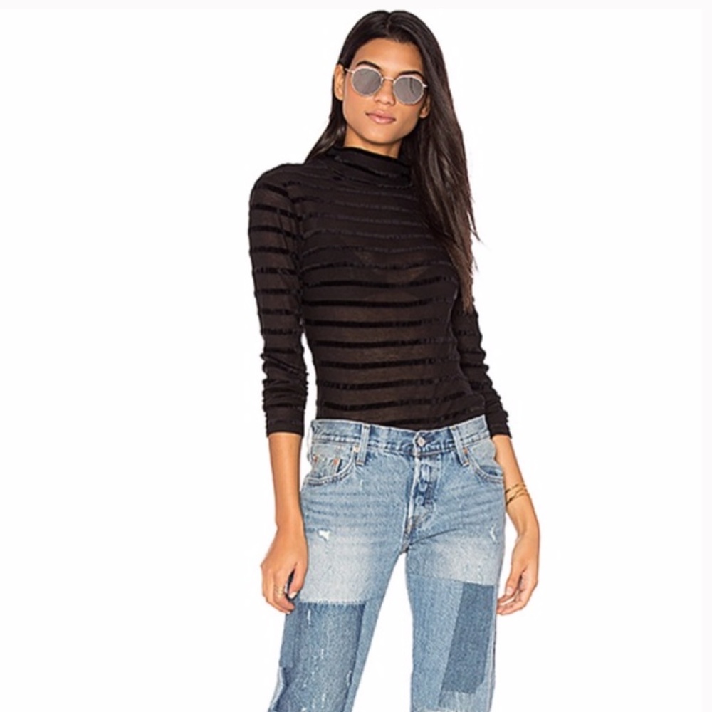 BCBG Velvet Striped Turtleneck “Brynne”